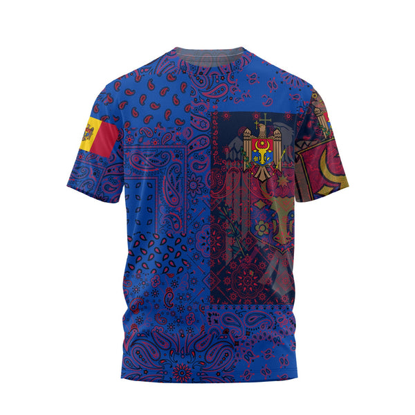 Moldova T Shirt Paisley Flag And Skull Style 1