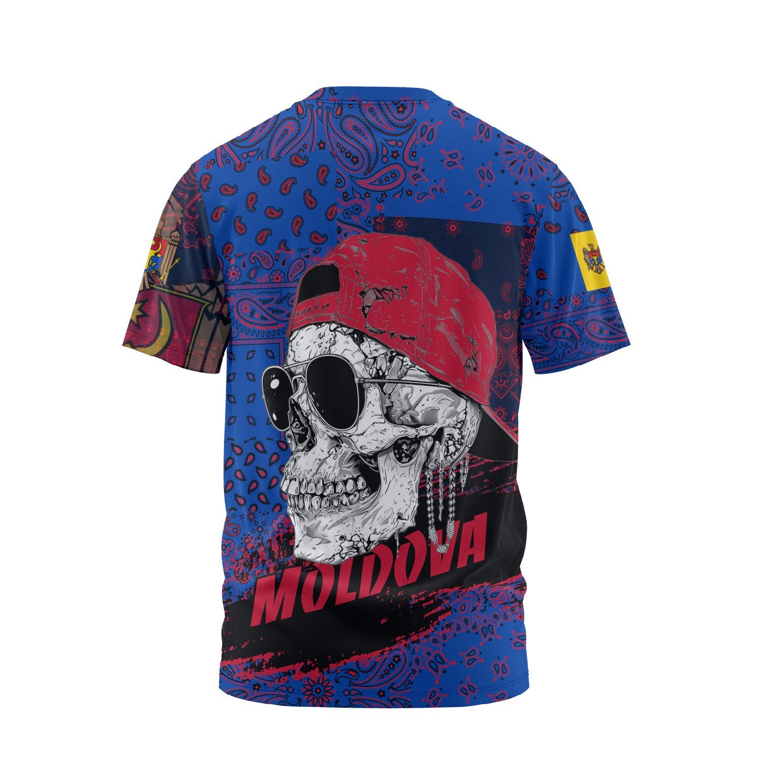 Moldova T Shirt Paisley Flag And Skull Style 2