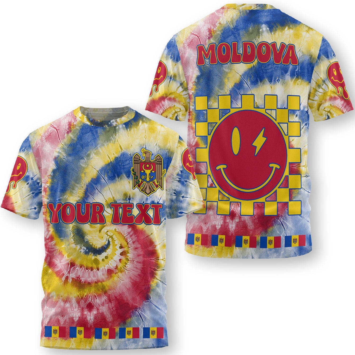 Moldova T Shirt Custom Tie Dye Style 3