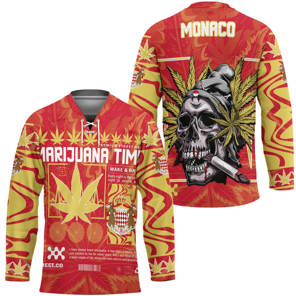 Monaco Hockey Jersey Flag & Coat Of Arms Marijuanas Style