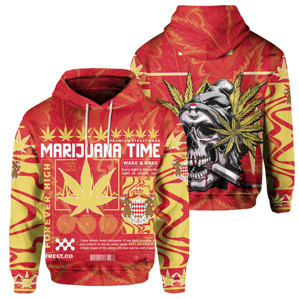 Monaco Hoodie Flag & Coat Of Arms Marijuanas Style