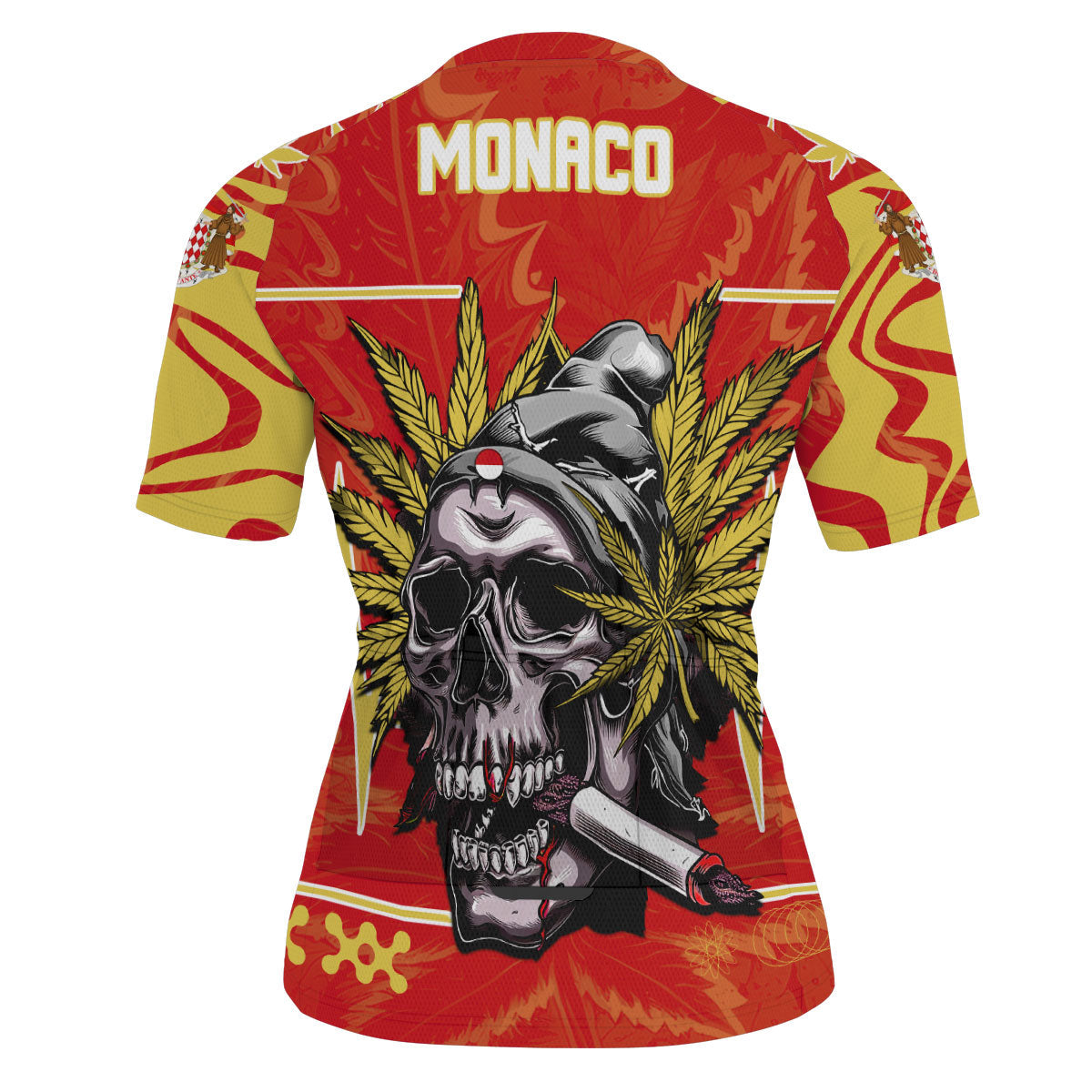 Monaco Men's Cycling Jersey Flag & Coat Of Arms Marijuanas Style