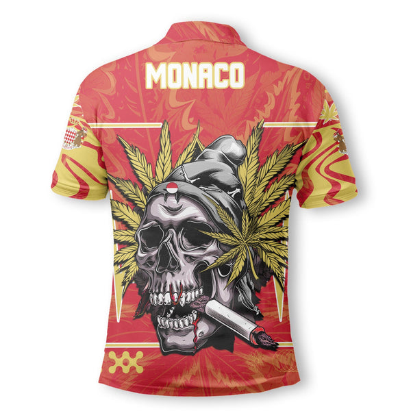 Monaco Polo Shirt Flag & Coat Of Arms Marijuanas Style