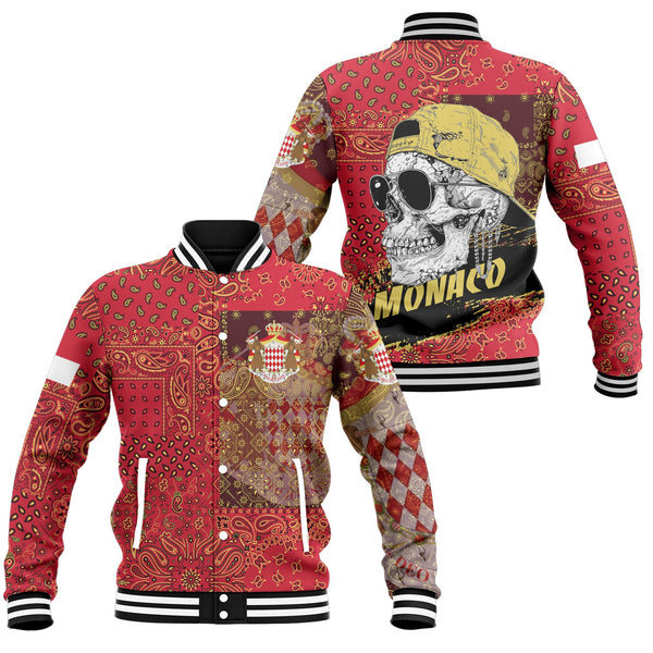 Monaco Baseball Jacket Paisley Flag And Skull Style 1