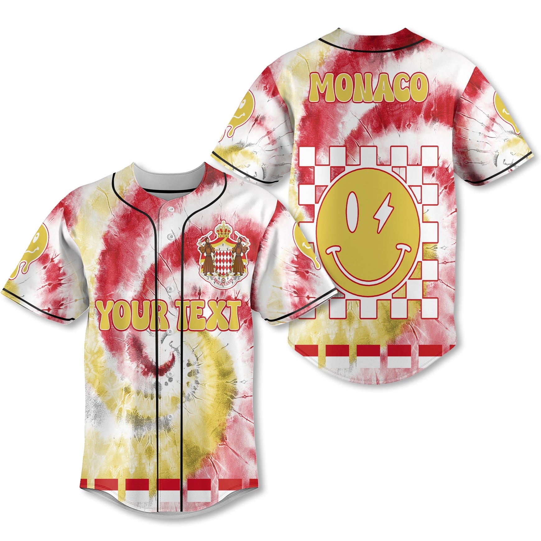 Monaco Baseball Jersey Custom Tie Dye Style 1