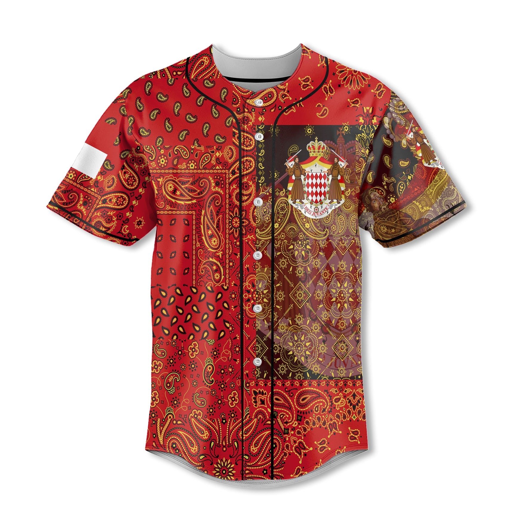 Monaco Baseball Jersey Paisley Flag And Skull Style 2