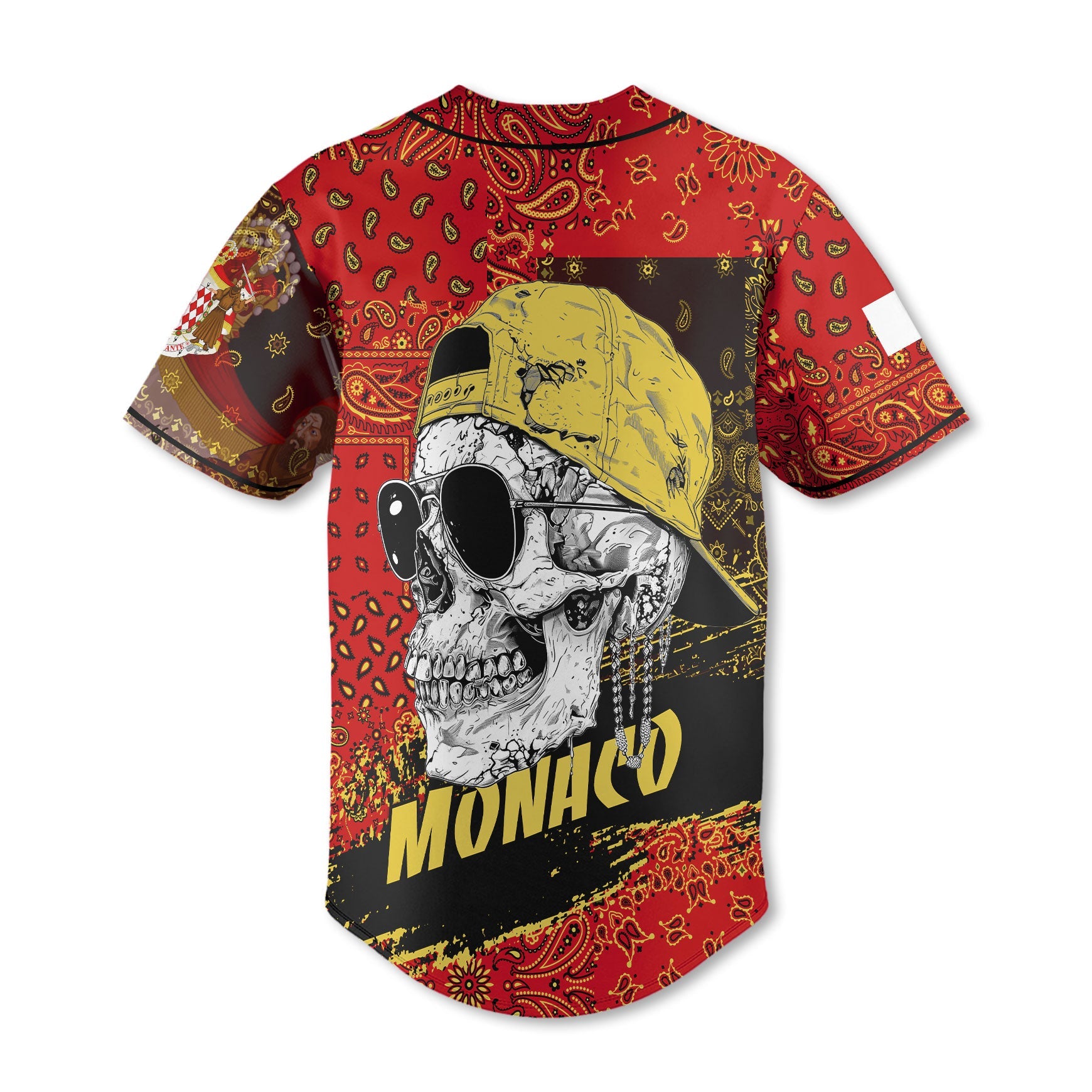 Monaco Baseball Jersey Paisley Flag And Skull Style 3