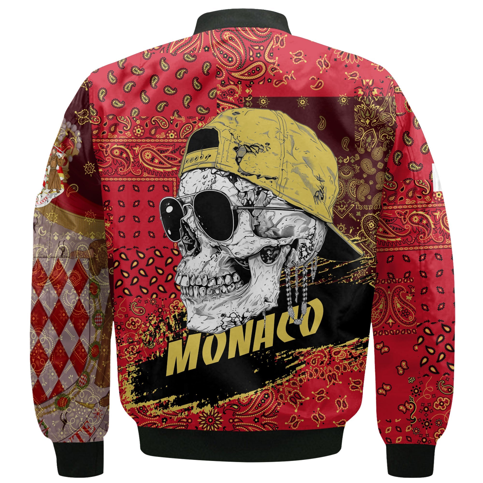 Monaco Bomber Jacket Paisley Flag And Skull Style 3