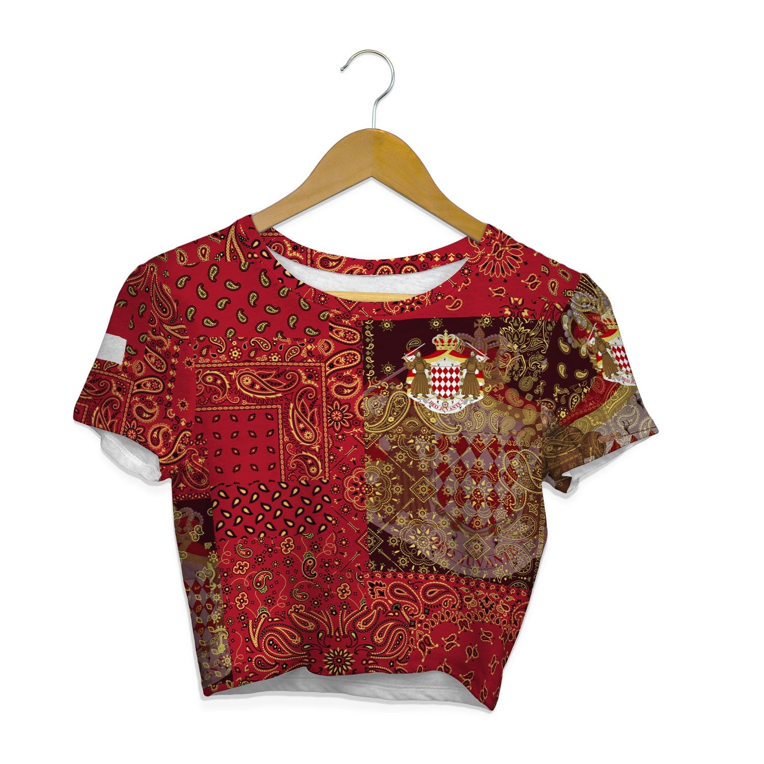 Monaco Croptop T Shirt Paisley Flag And Skull Style 1