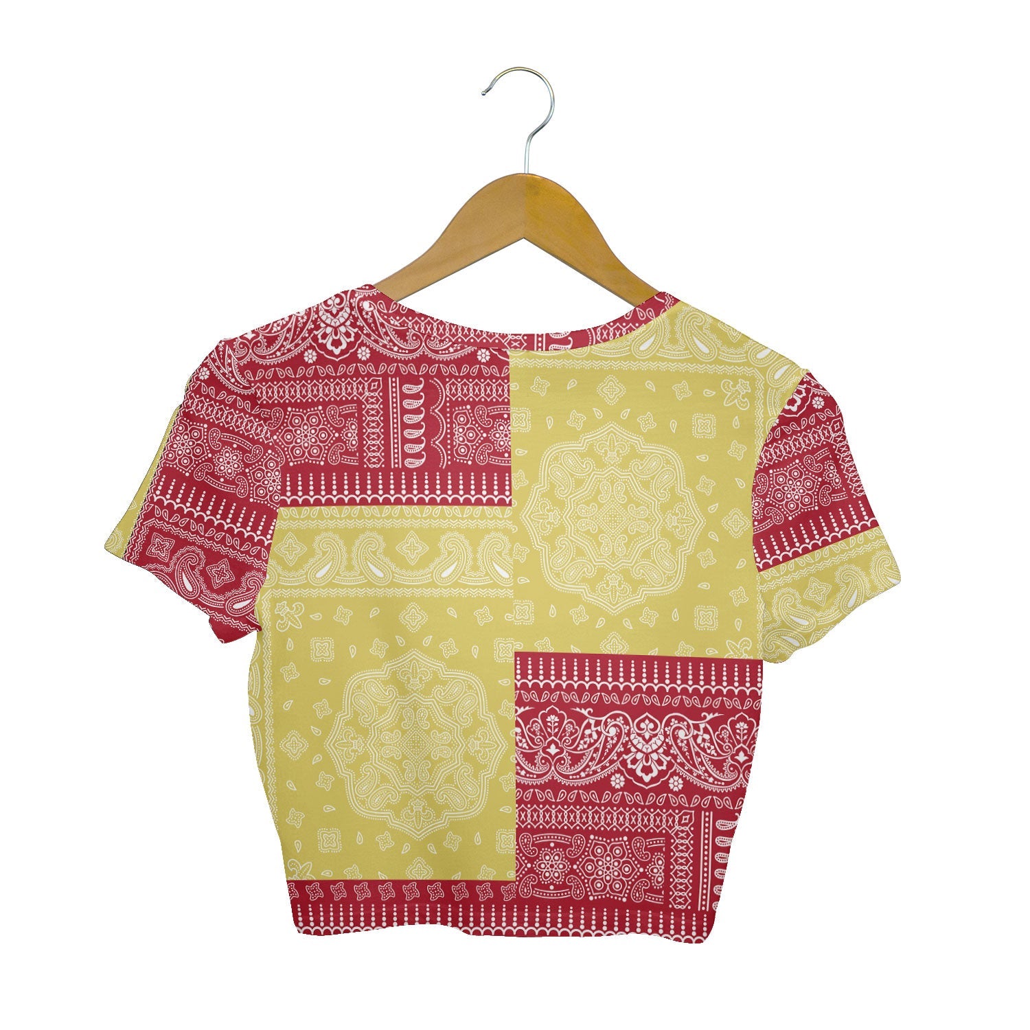 Monaco Croptop T Shirt Flag And Paisley Basic Style 2