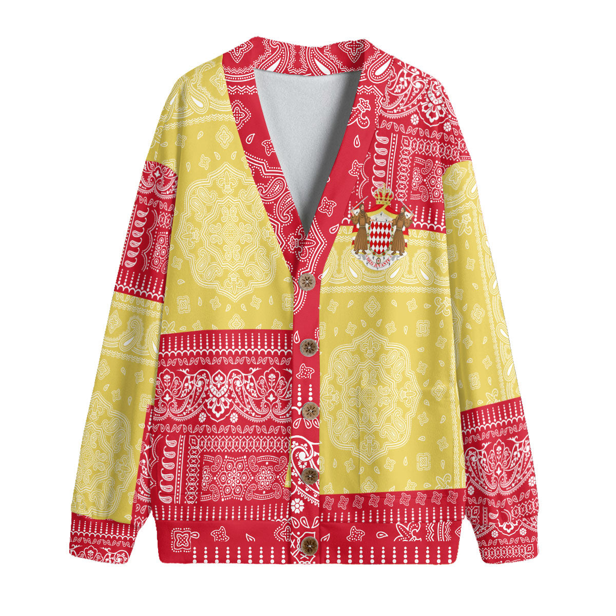 Monaco Fleece Cardigan Flag And Paisley Basic Style 1