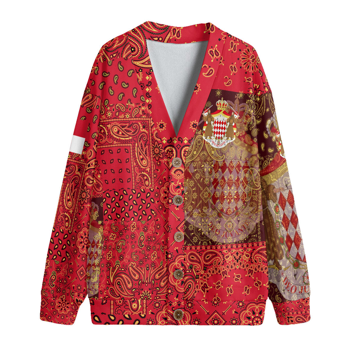 Monaco Fleece Cardigan Paisley Flag And Skull Style 1