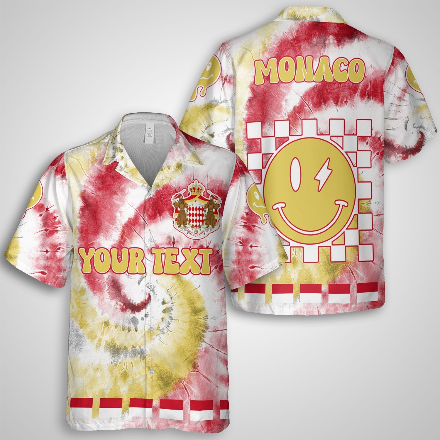 Monaco Hawaiian Shirt Custom Tie Dye Style 1