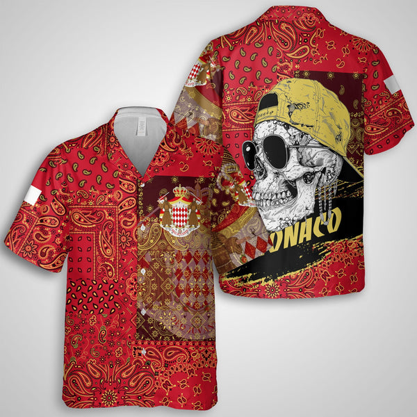 Monaco Hawaiian Shirt Paisley Flag And Skull Style 1