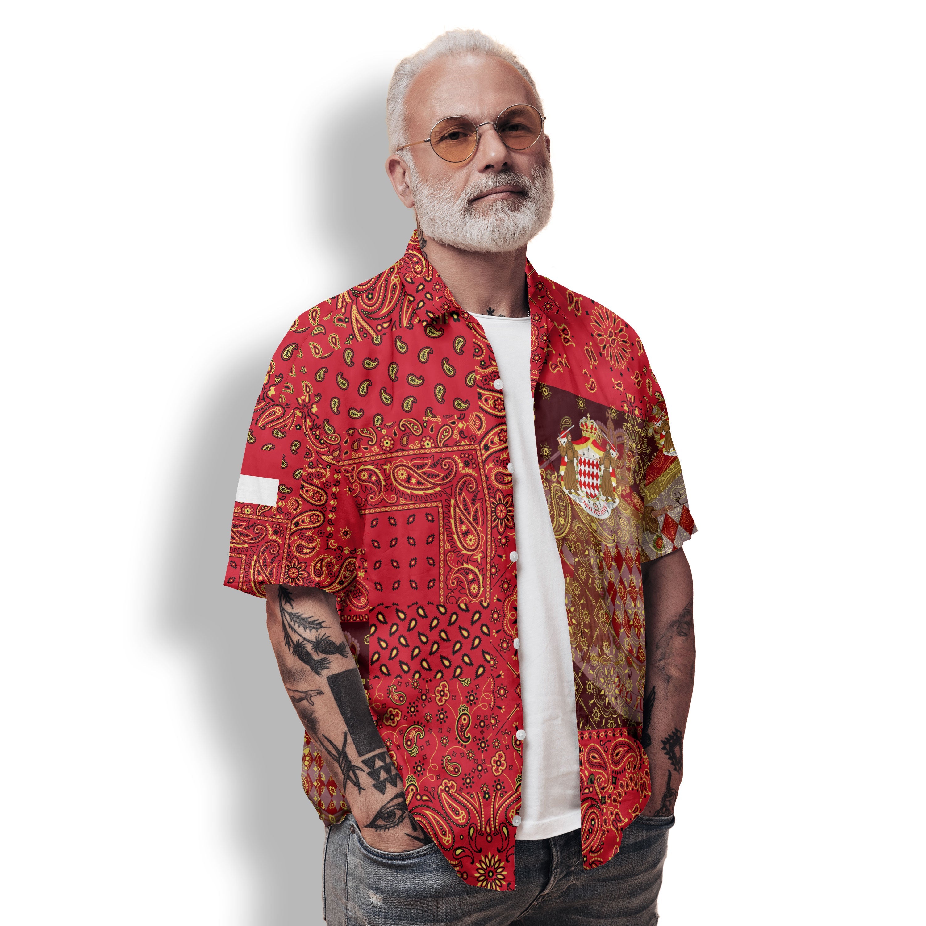 Monaco Hawaiian Shirt Paisley Flag And Skull Style 2