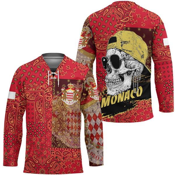 Monaco Hockey Jersey Paisley Flag And Skull Style 1