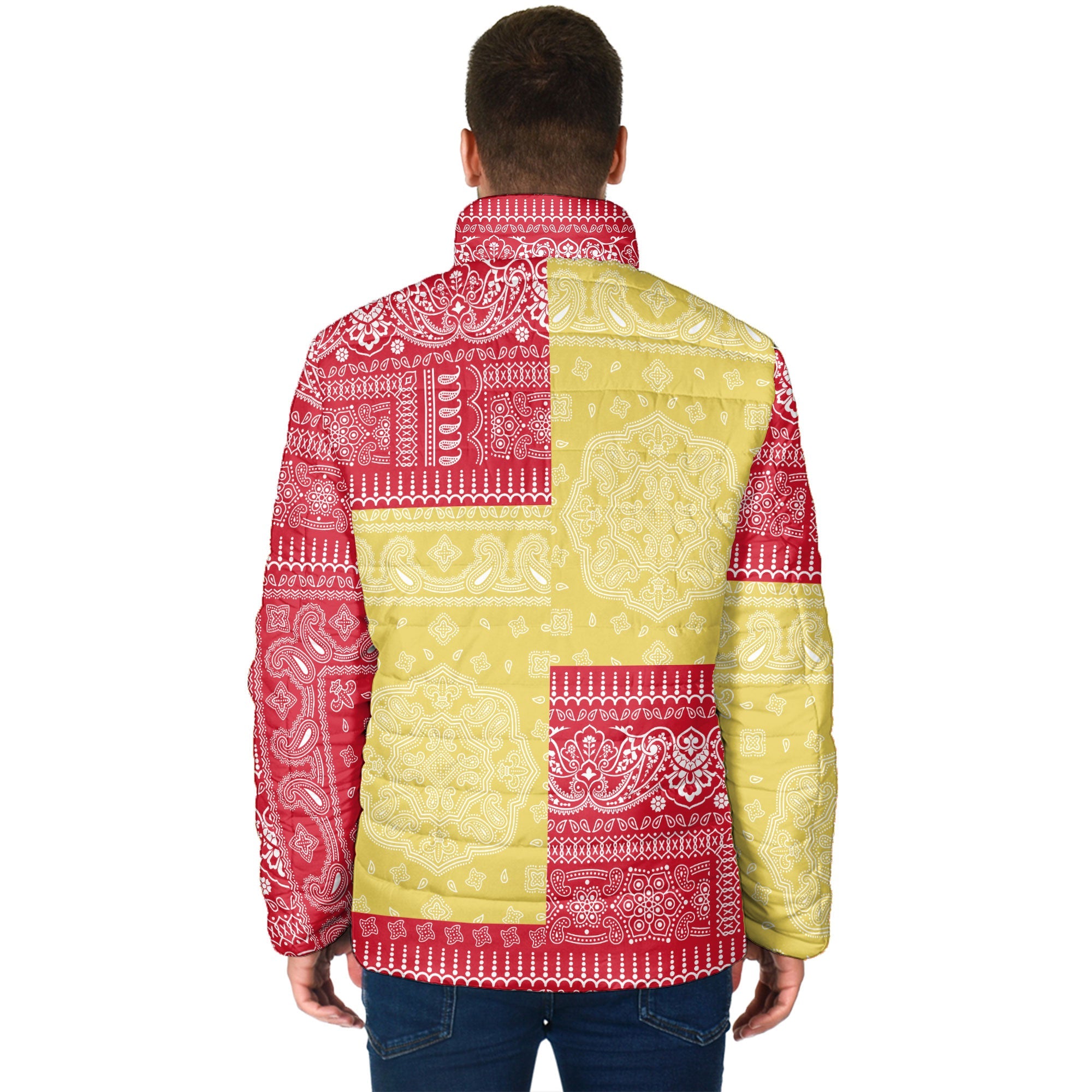 Monaco Men Padded Jacket Flag And Paisley Basic Style 2