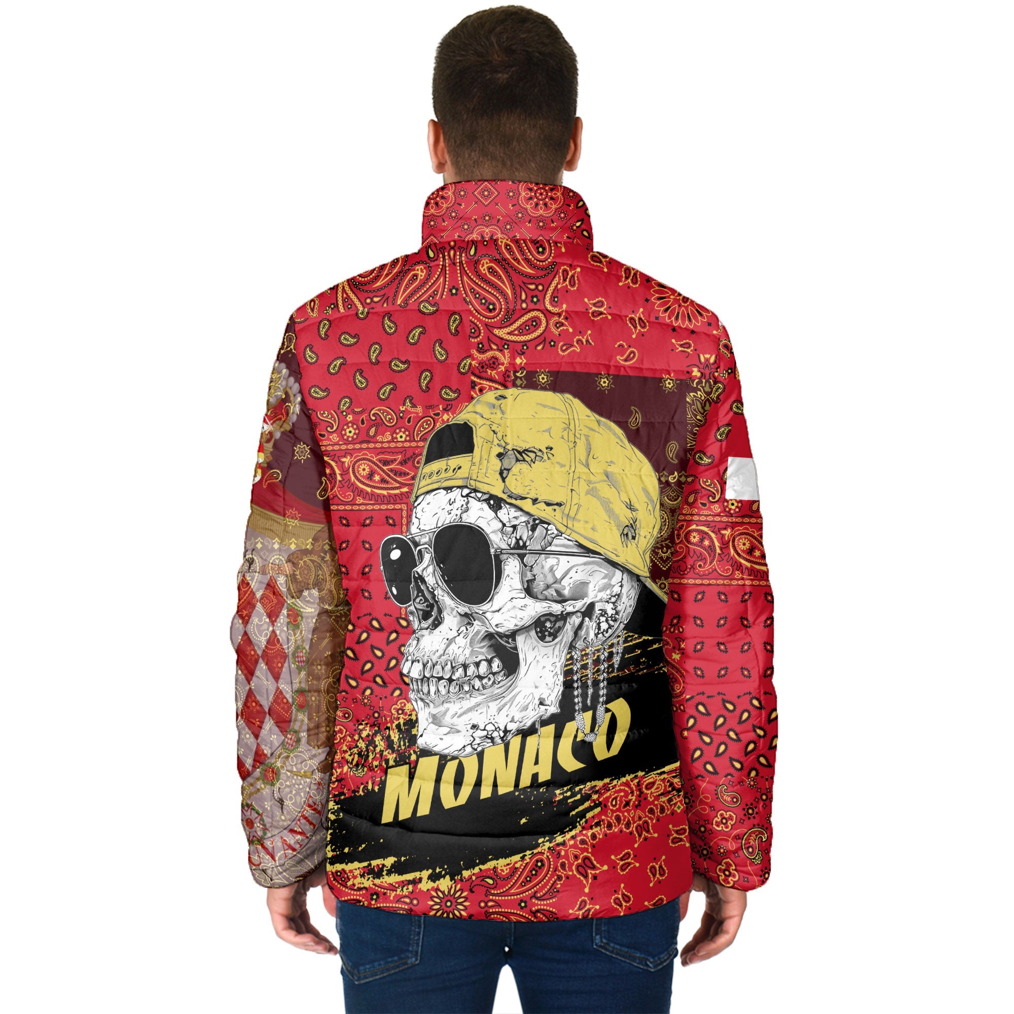 Monaco Men Padded Jacket Paisley Flag And Skull Style 2