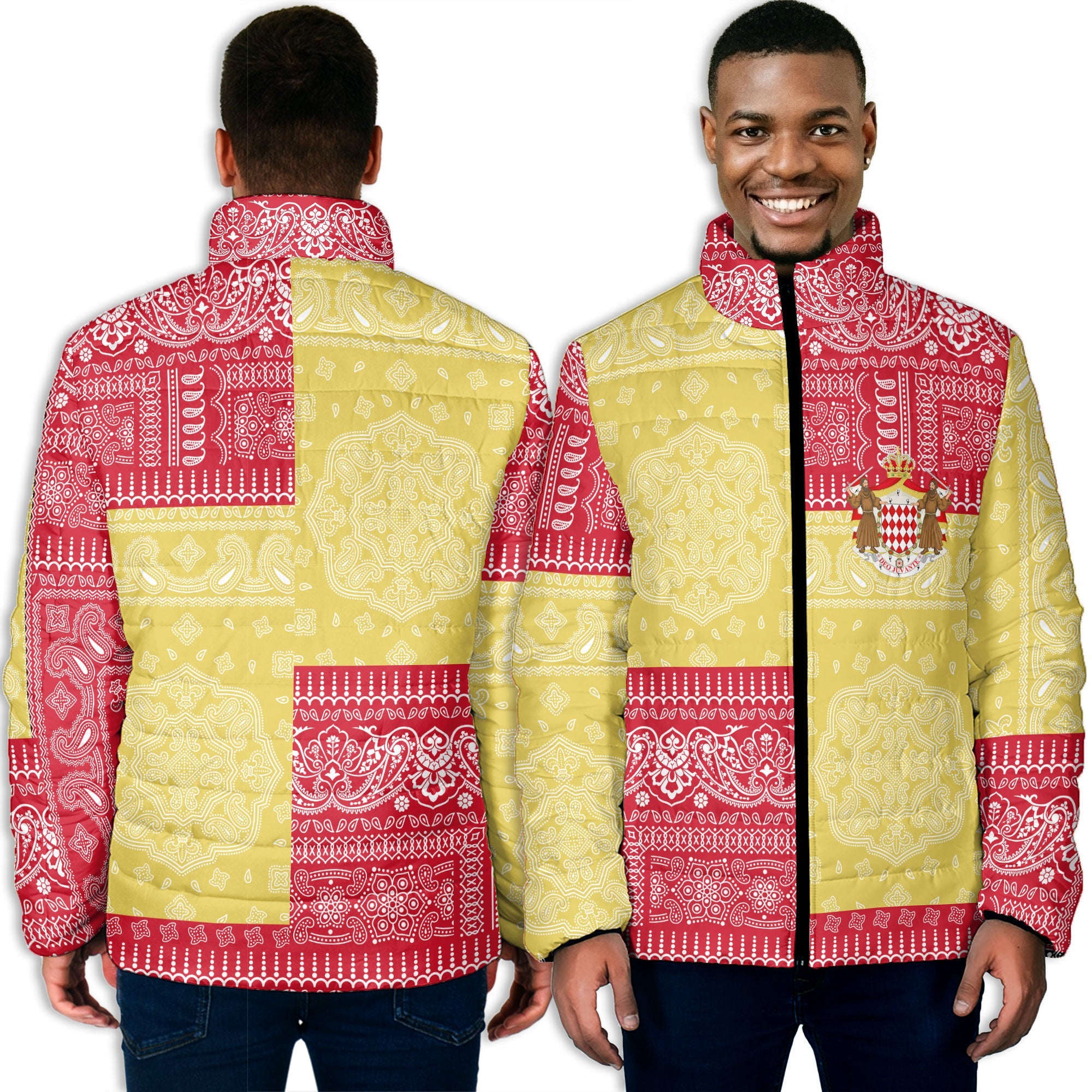 Monaco Men Padded Jacket Flag And Paisley Basic Style 3