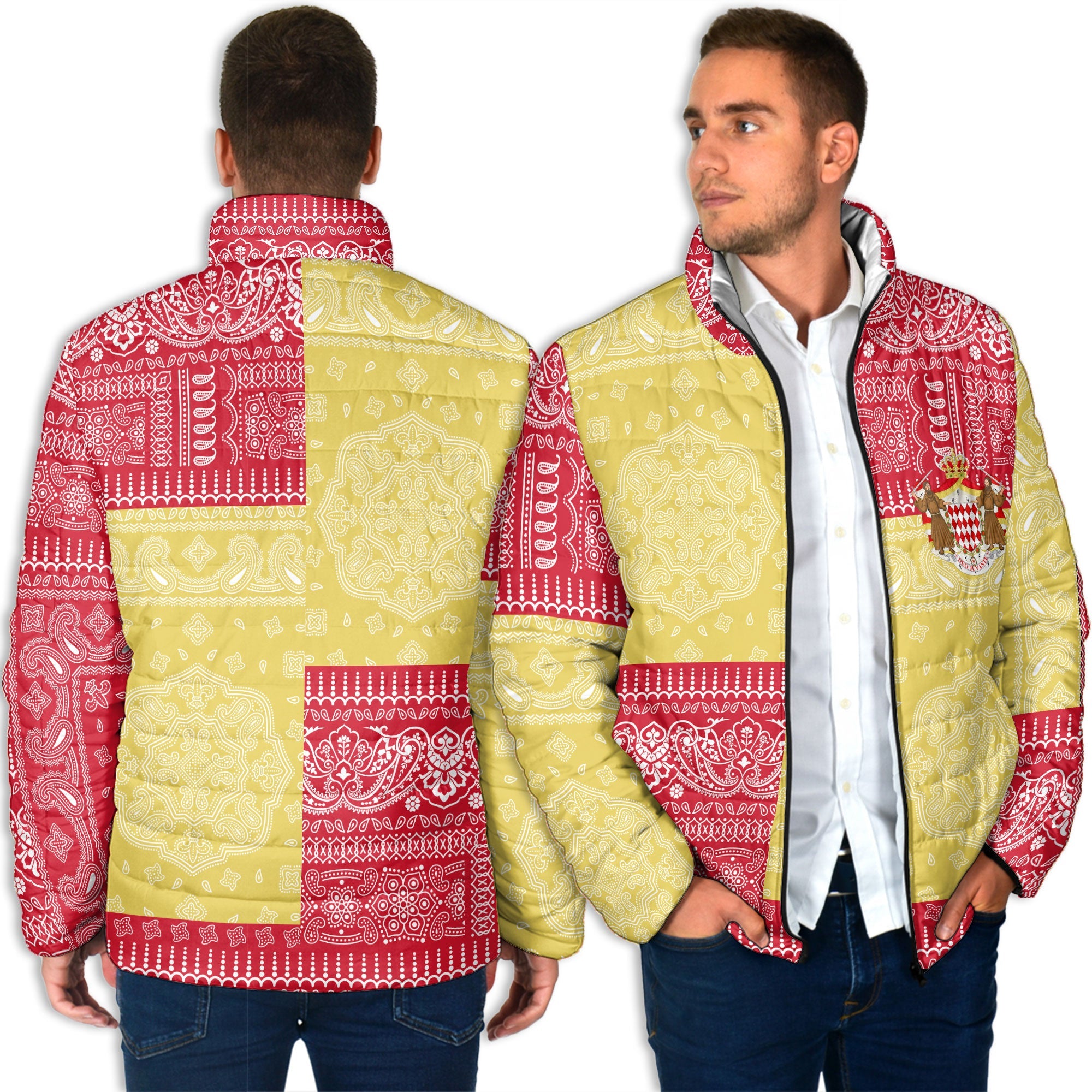 Monaco Men Padded Jacket Flag And Paisley Basic Style 4