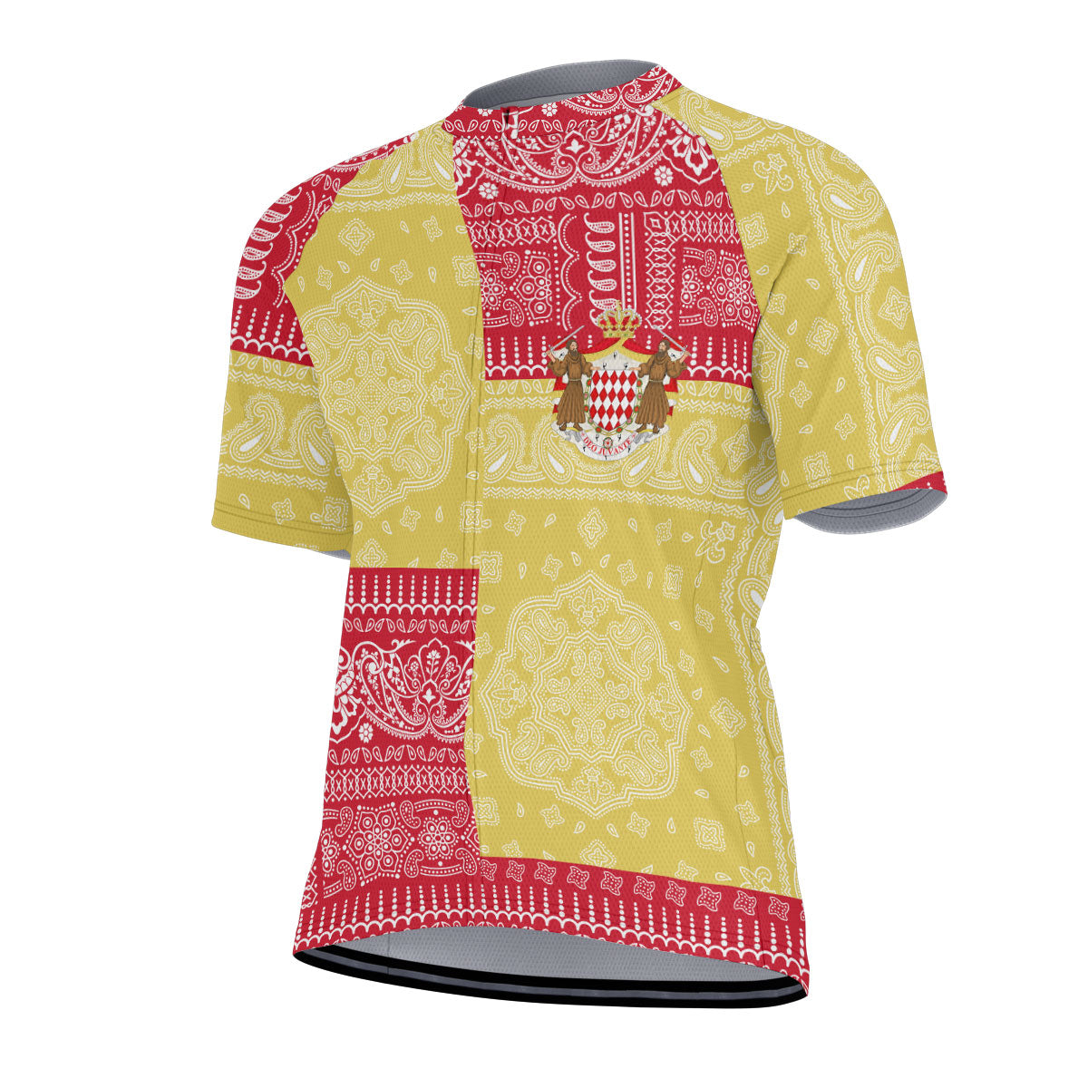 Monaco Men Cycling Jersey Flag And Paisley Basic Style 2