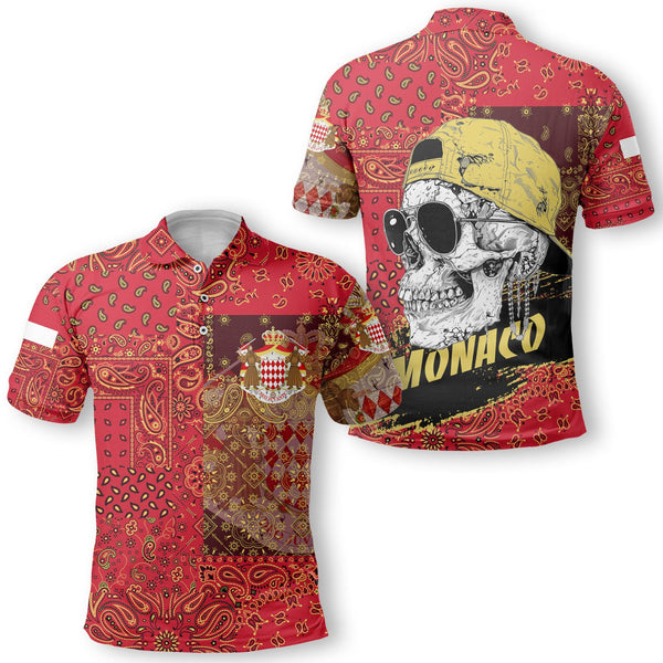 Monaco Polo Shirt Paisley Flag And Skull Style 1