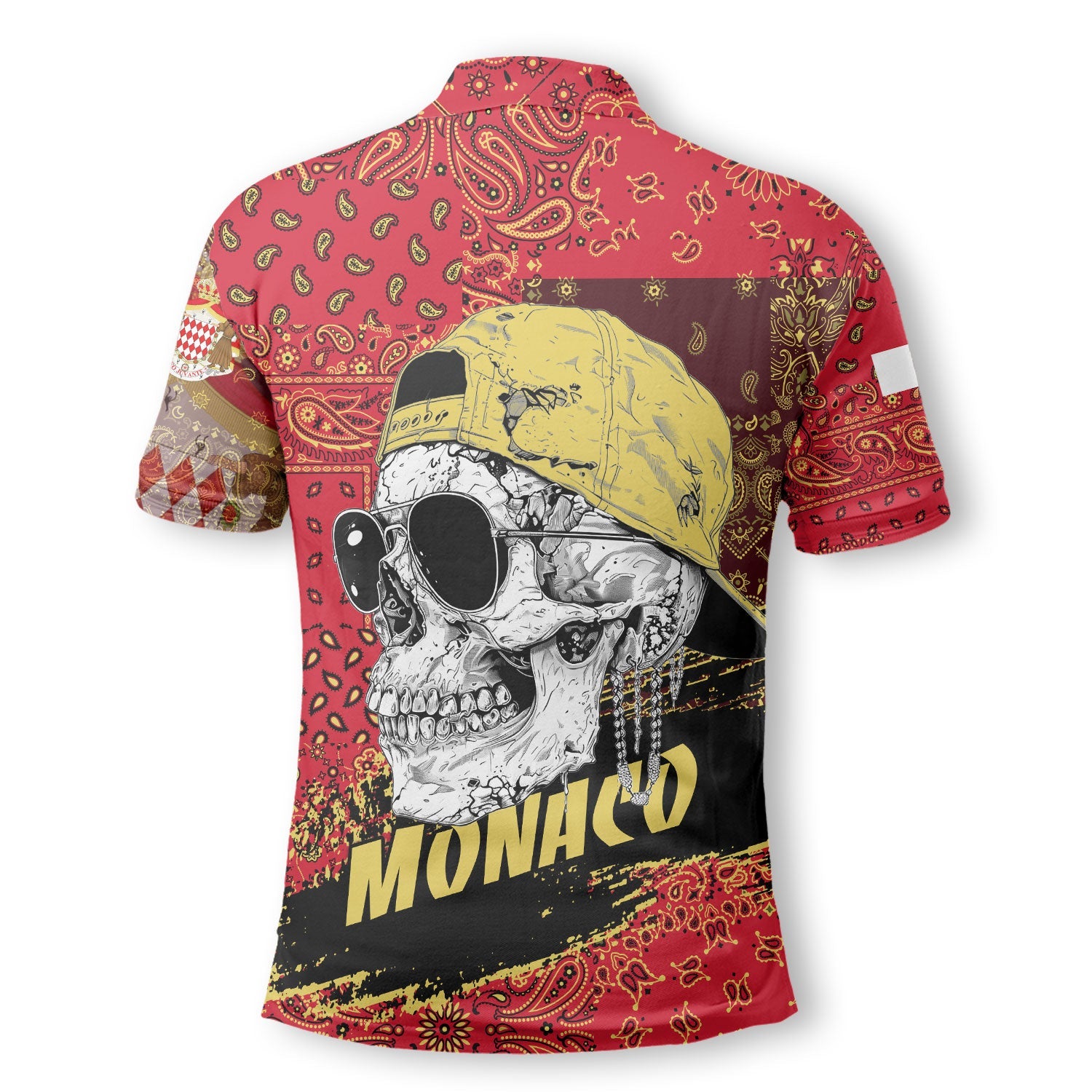 Monaco Polo Shirt Paisley Flag And Skull Style 3