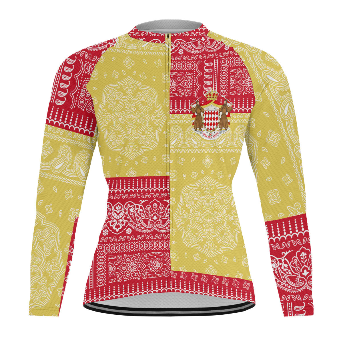 Monaco Raglan Men Cycling Jersey Long Sleeve Flag And Paisley Basic Style 1