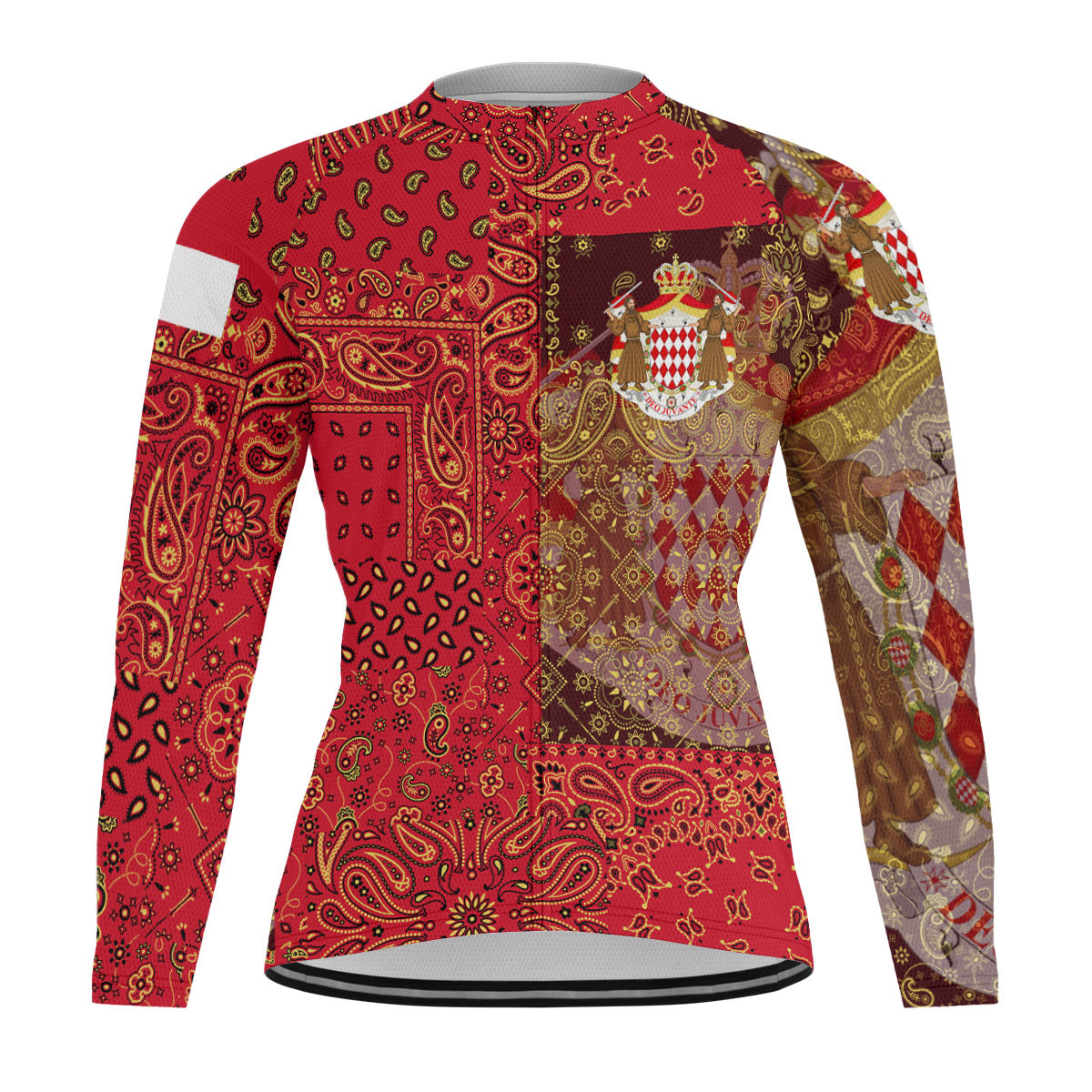 Monaco Raglan Men Cycling Jersey Long Sleeve Paisley Flag And Skull Style 1