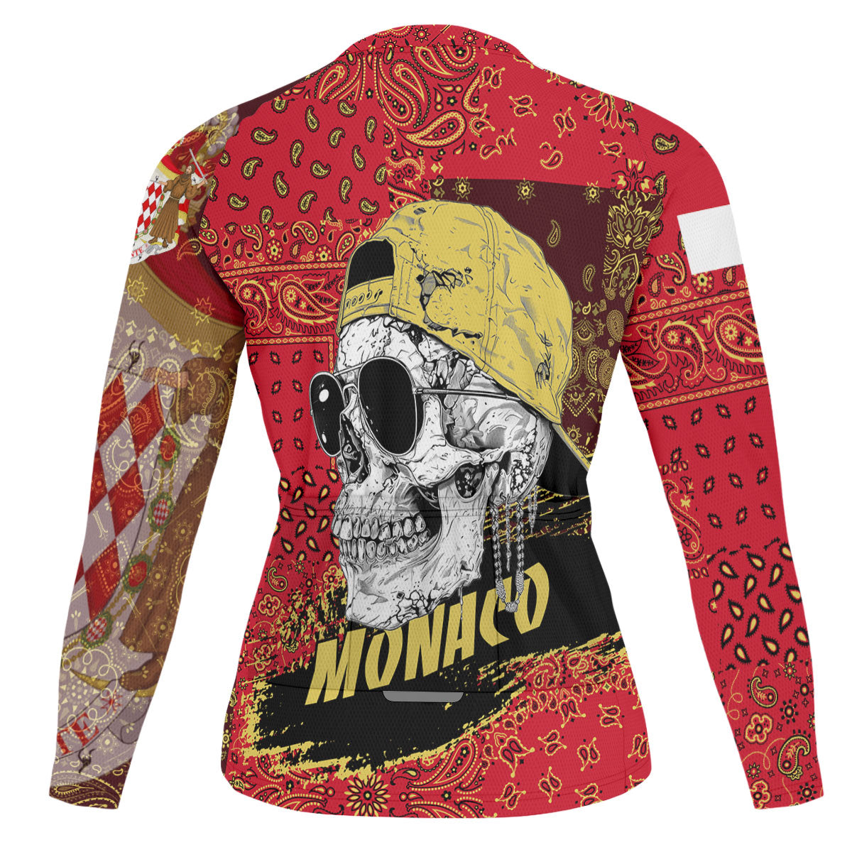 Monaco Raglan Men Cycling Jersey Long Sleeve Paisley Flag And Skull Style 4