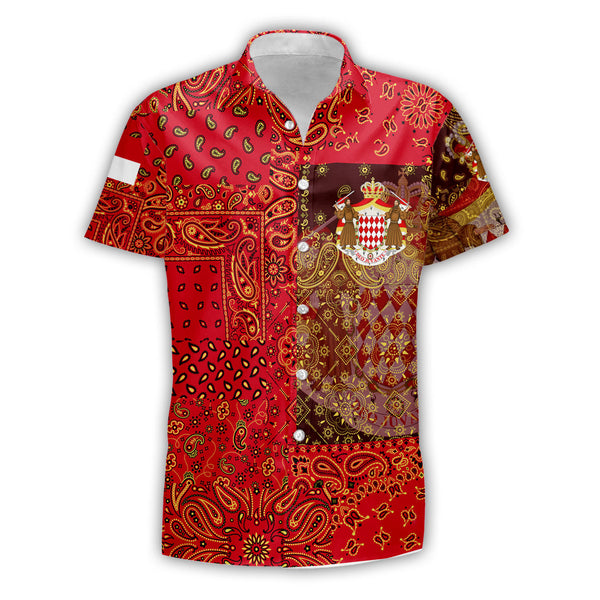 Monaco Short Sleeve Shirt Paisley Flag And Skull Style 1