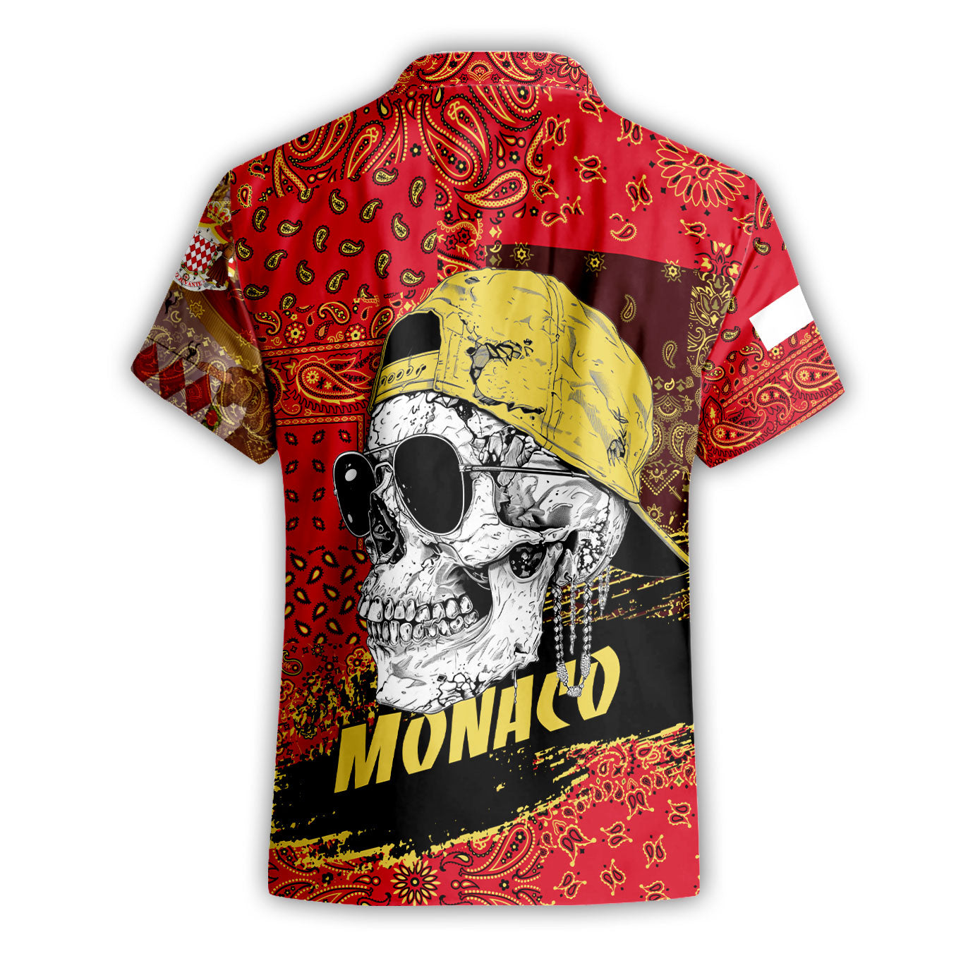 Monaco Short Sleeve Shirt Paisley Flag And Skull Style 3