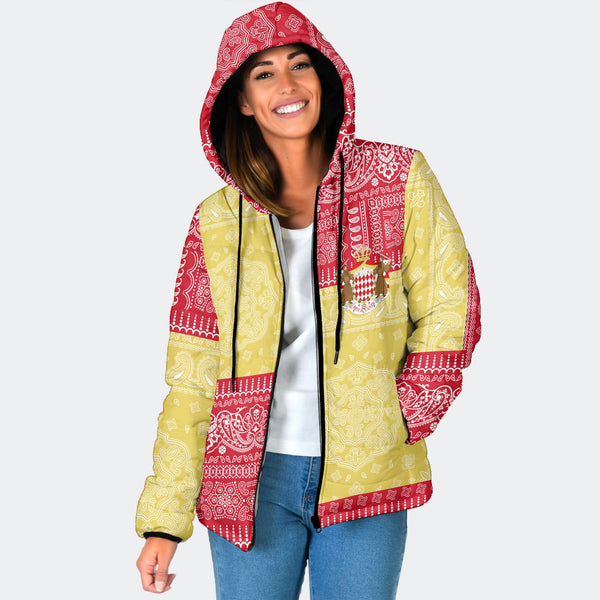 Monaco Women Hooded Padded Jacket Flag And Paisley Basic Style 1