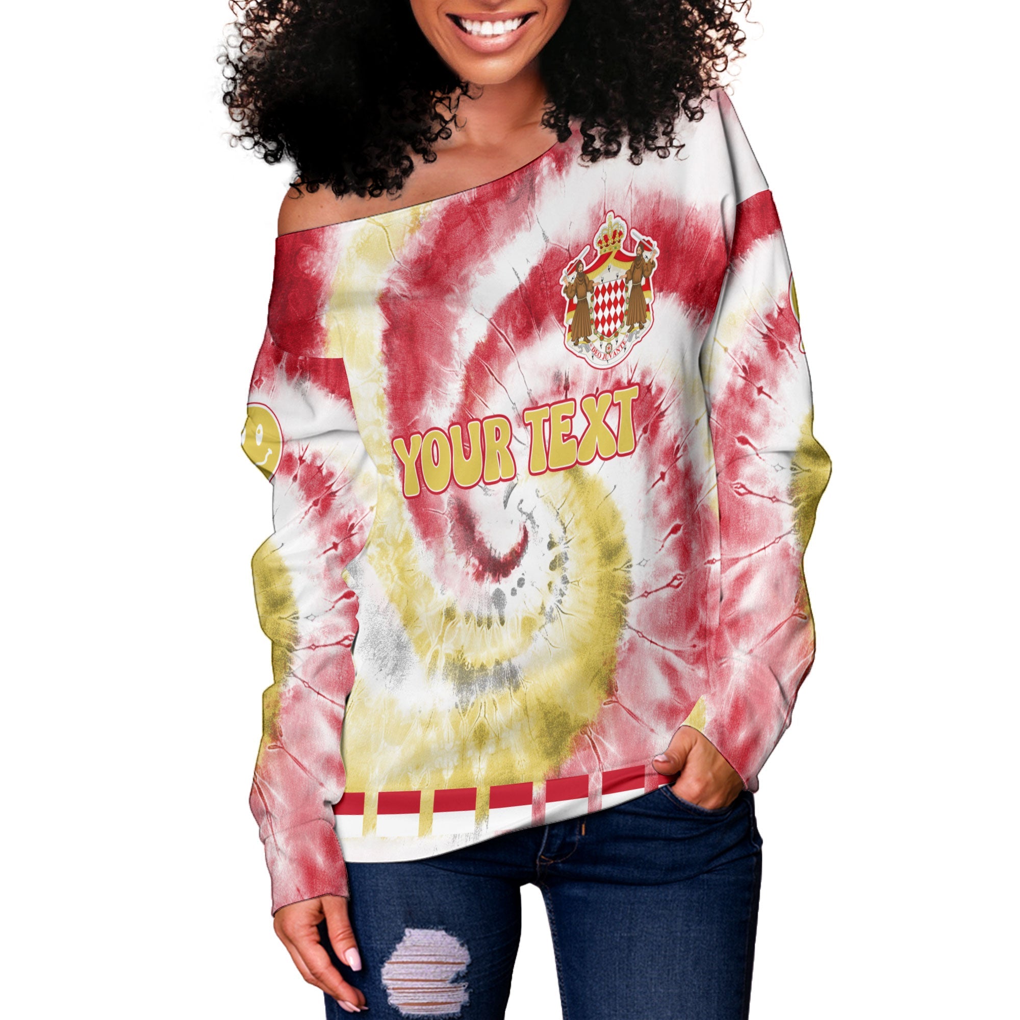 Monaco Women Off Shoulder Sweatshirt Custom Tie Dye Style 3