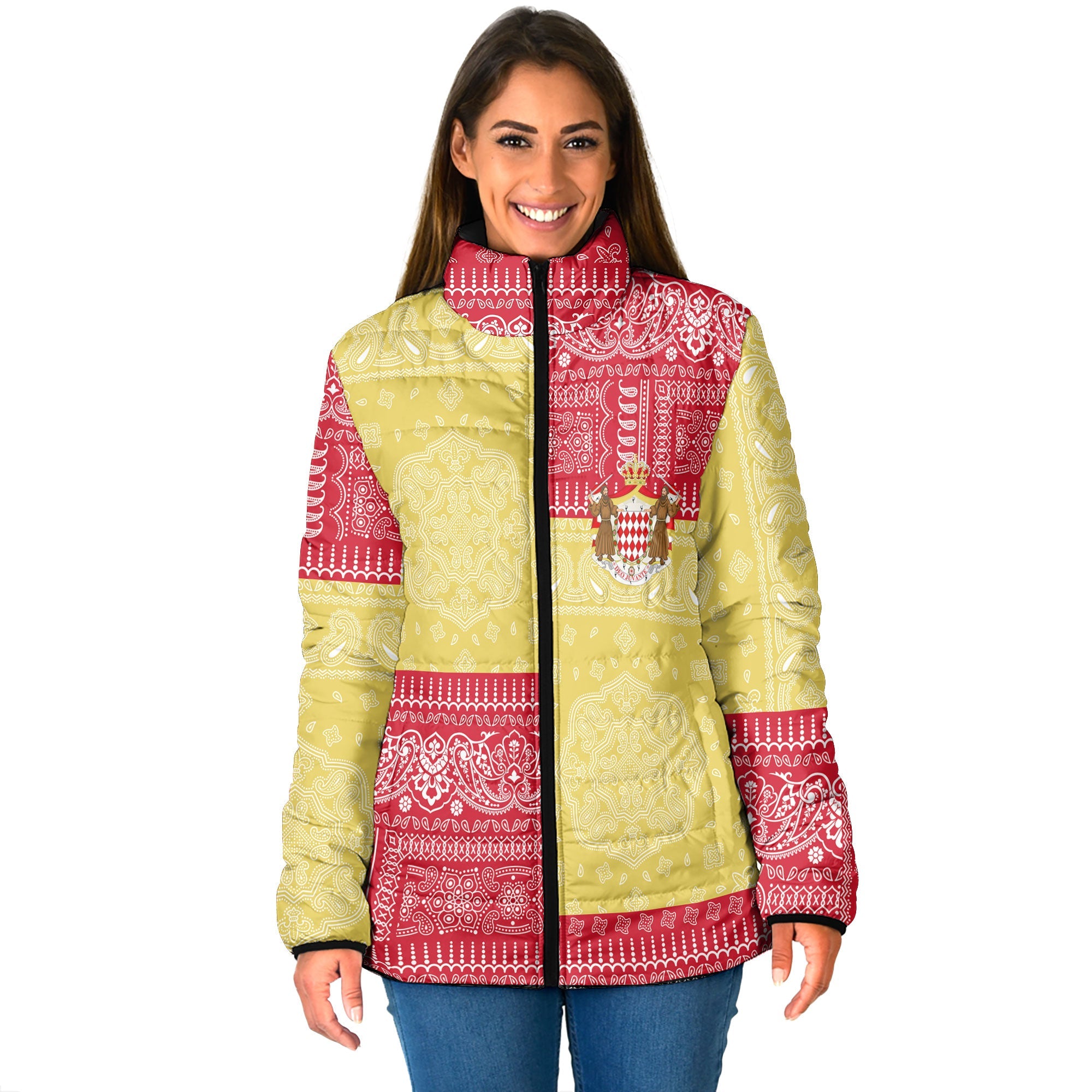 Monaco Women Padded Jacket Flag And Paisley Basic Style 1