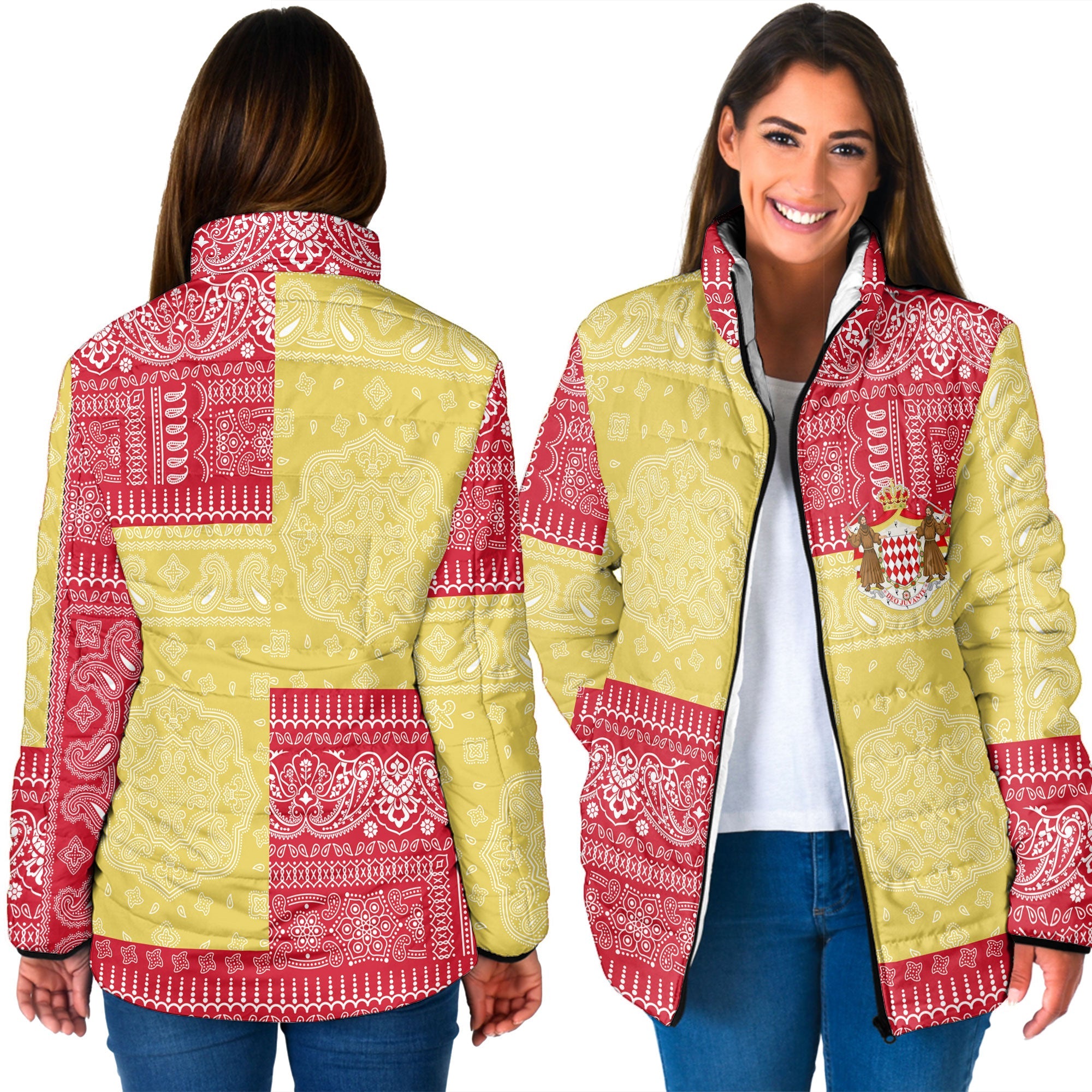 Monaco Women Padded Jacket Flag And Paisley Basic Style 3