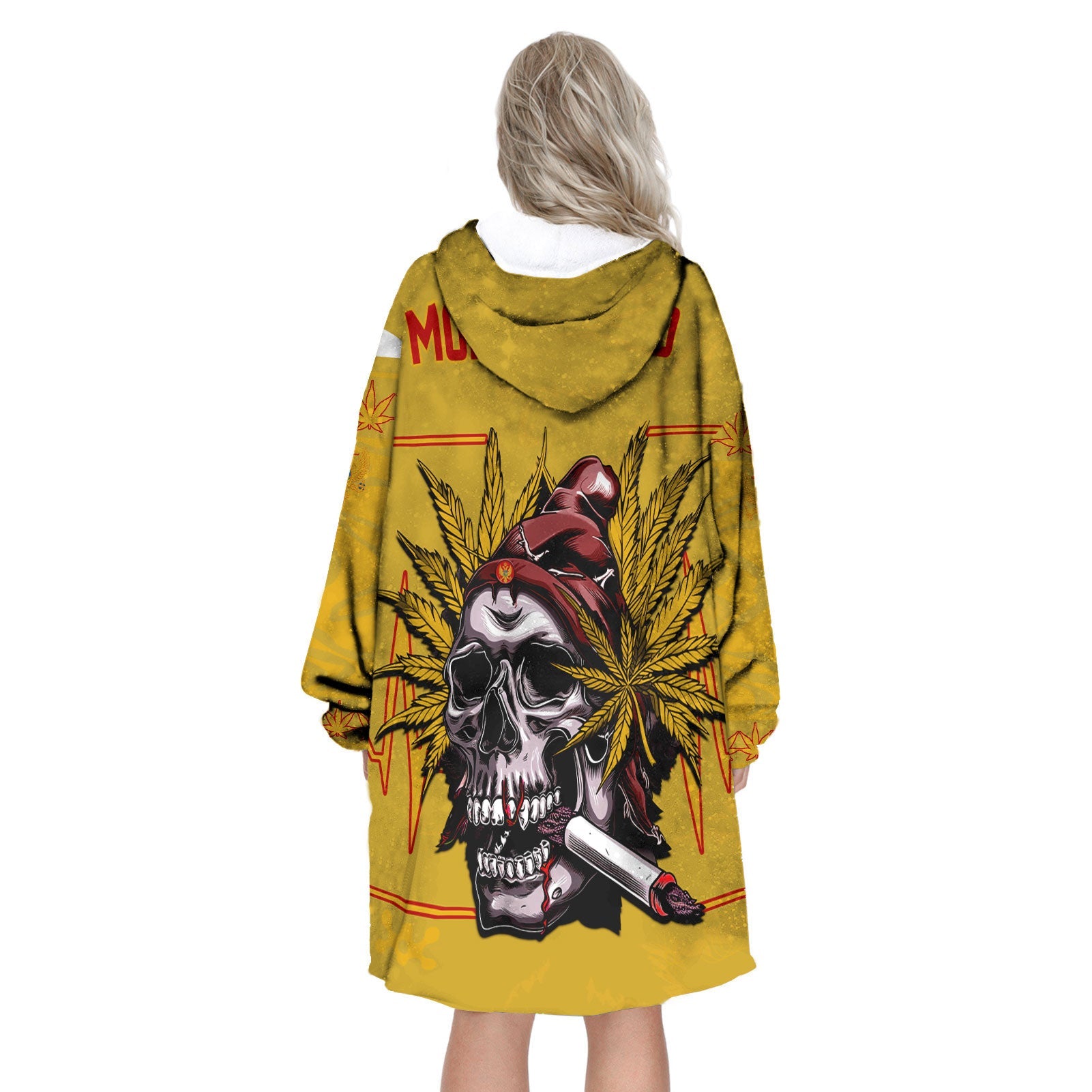 Montenegro Snug Hoodie Flag & Coat Of Arms Marijuanas Style