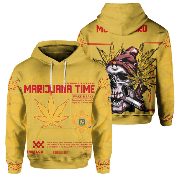 Montenegro Hoodie Flag & Coat Of Arms Marijuanas Style