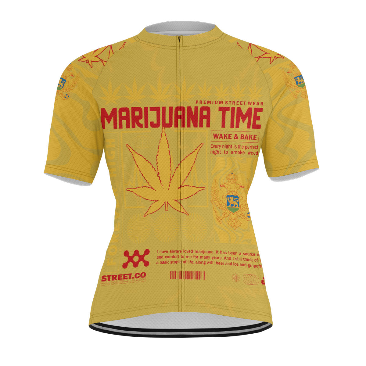 Montenegro Men's Cycling Jersey Flag & Coat Of Arms Marijuanas Style