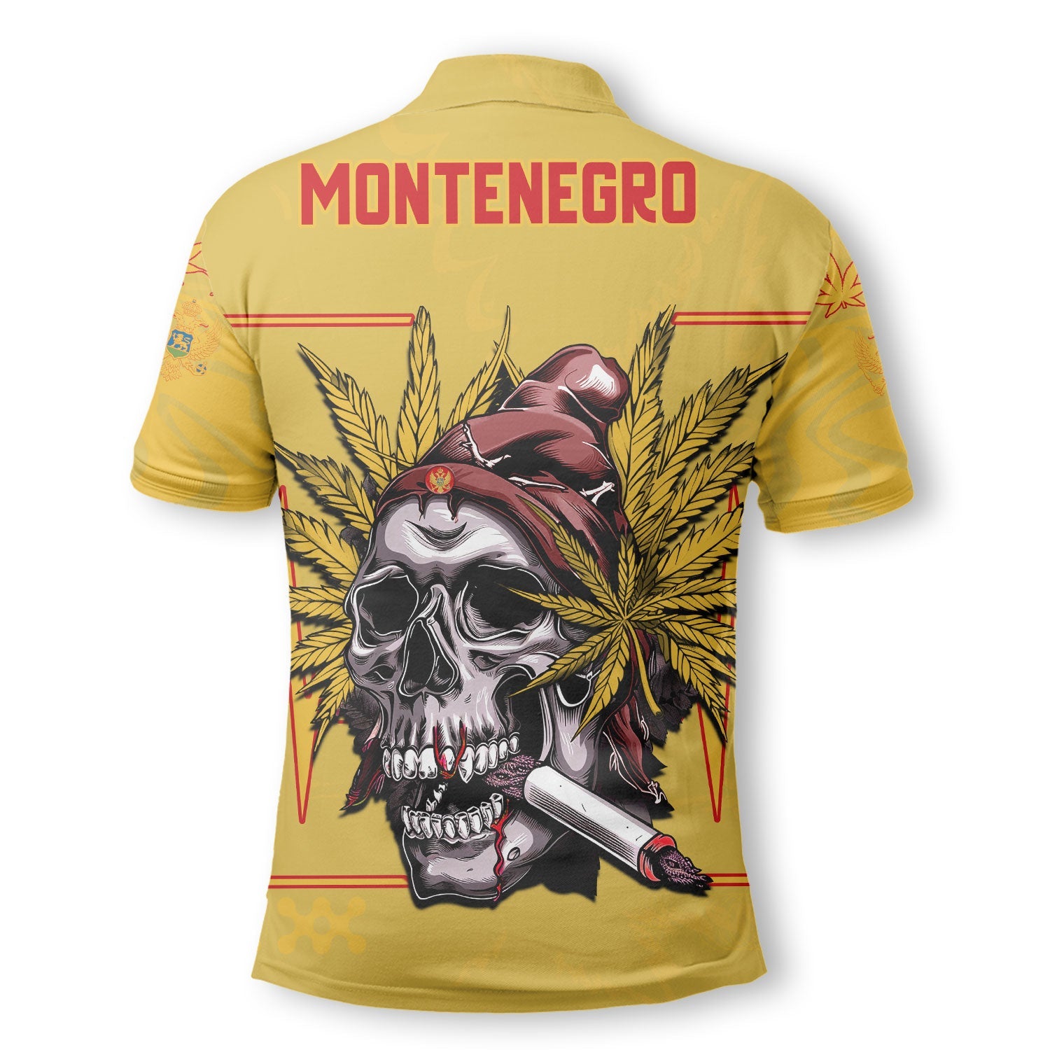 Montenegro Polo Shirt Flag & Coat Of Arms Marijuanas Style