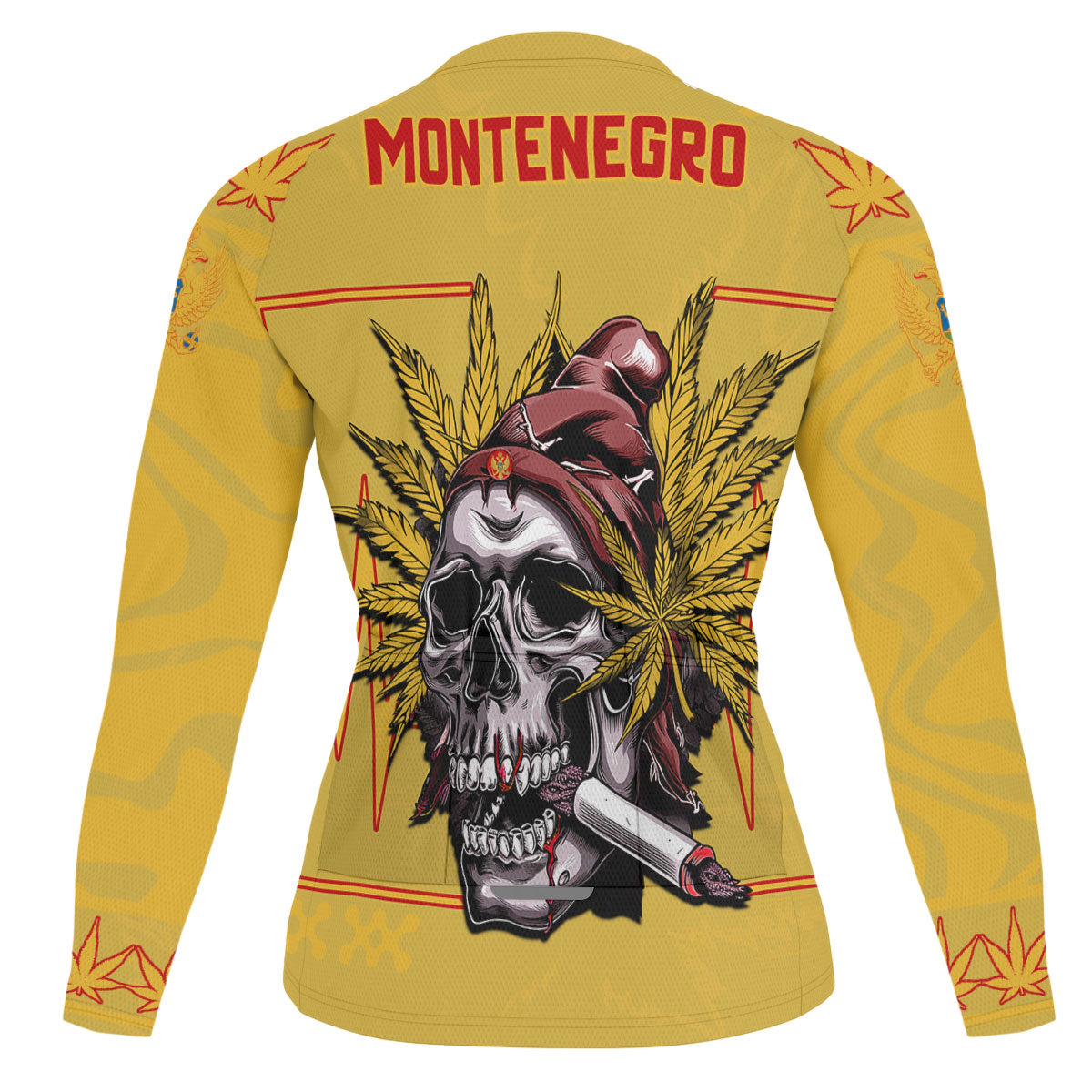 Montenegro Men's Cycling Jersey Long Sleeve Flag & Coat Of Arms Marijuanas Style