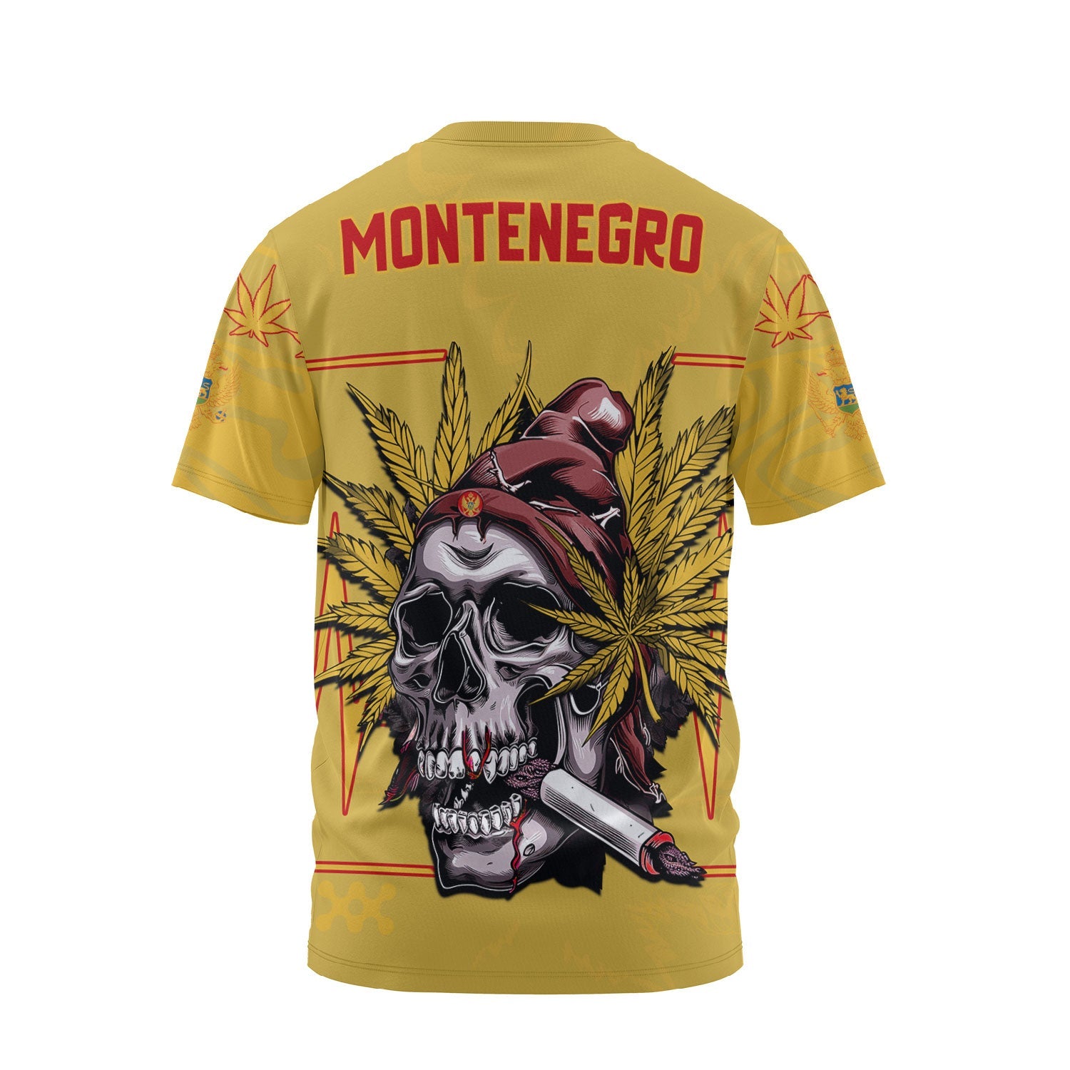 Montenegro T Shirt Flag & Coat Of Arms Marijuanas Style