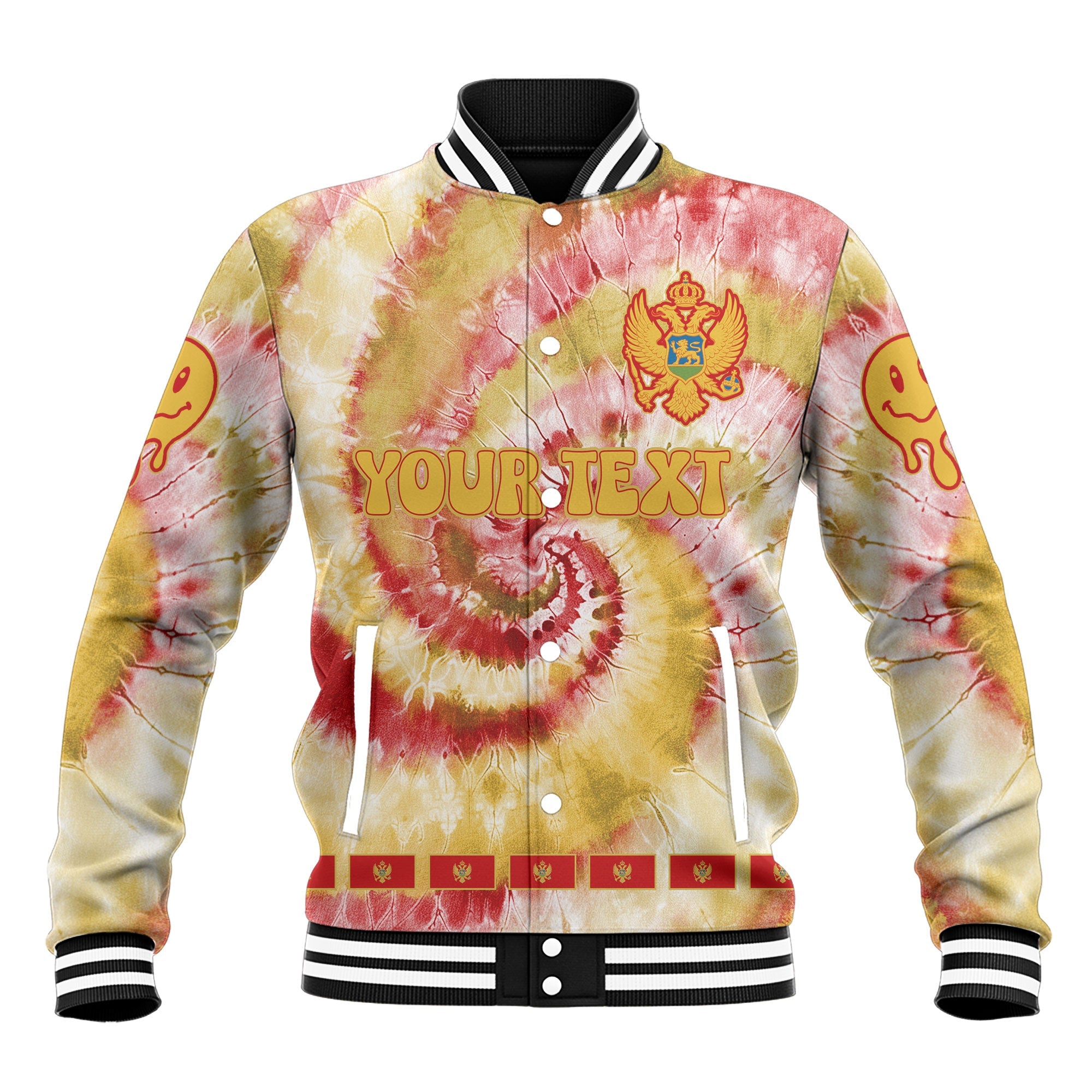 Montenegro Baseball Jacket Custom Tie Dye Style 2