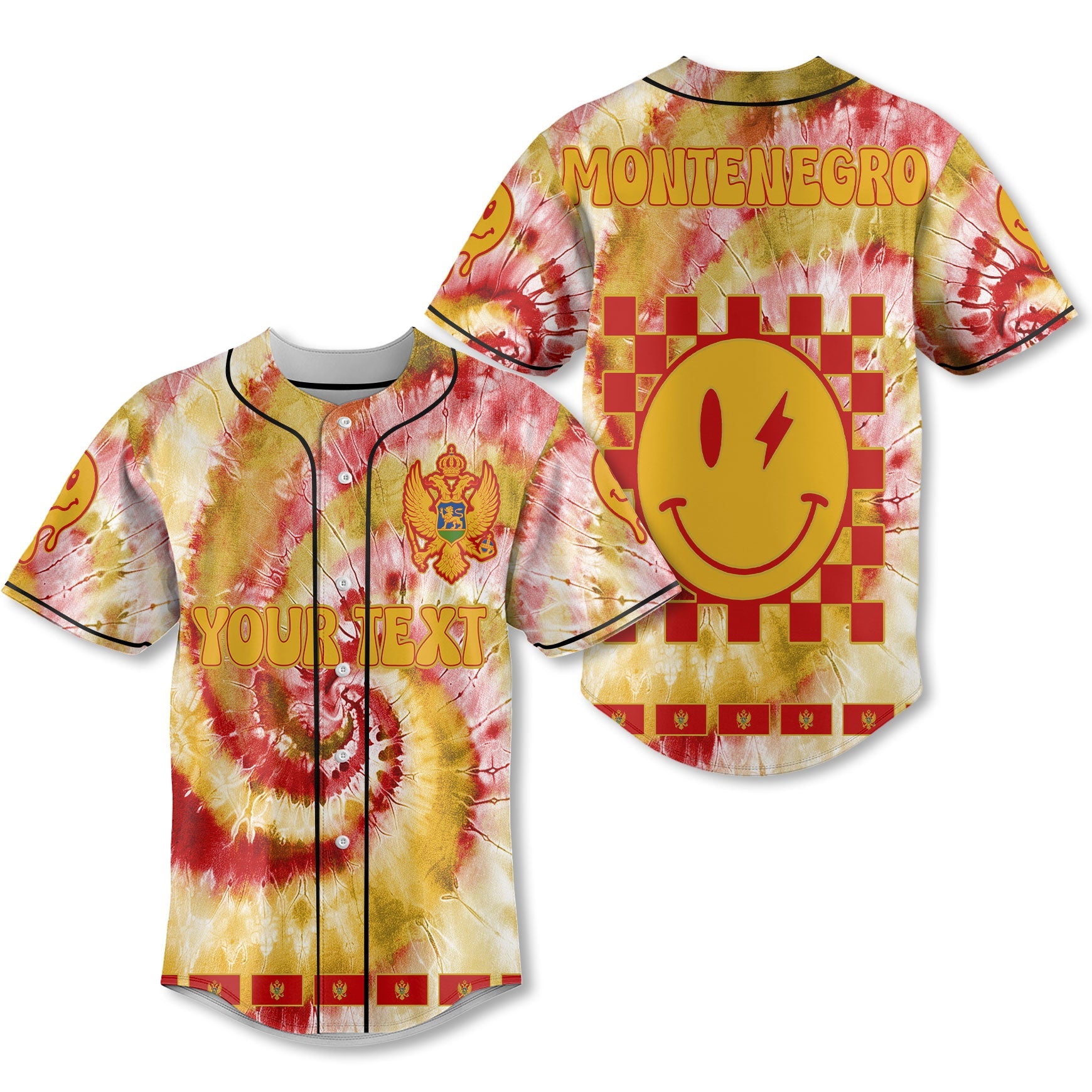 Montenegro Baseball Jersey Custom Tie Dye Style 1