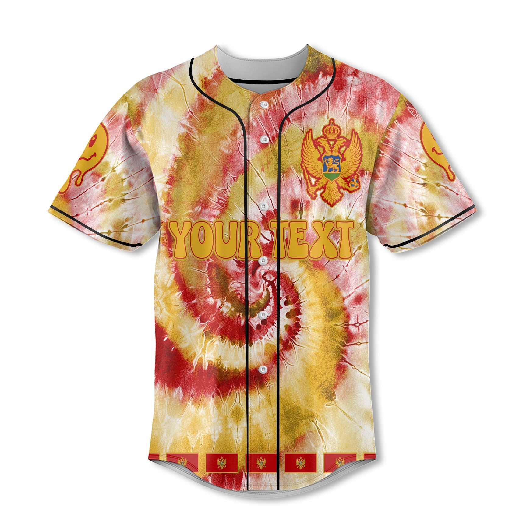 Montenegro Baseball Jersey Custom Tie Dye Style 2