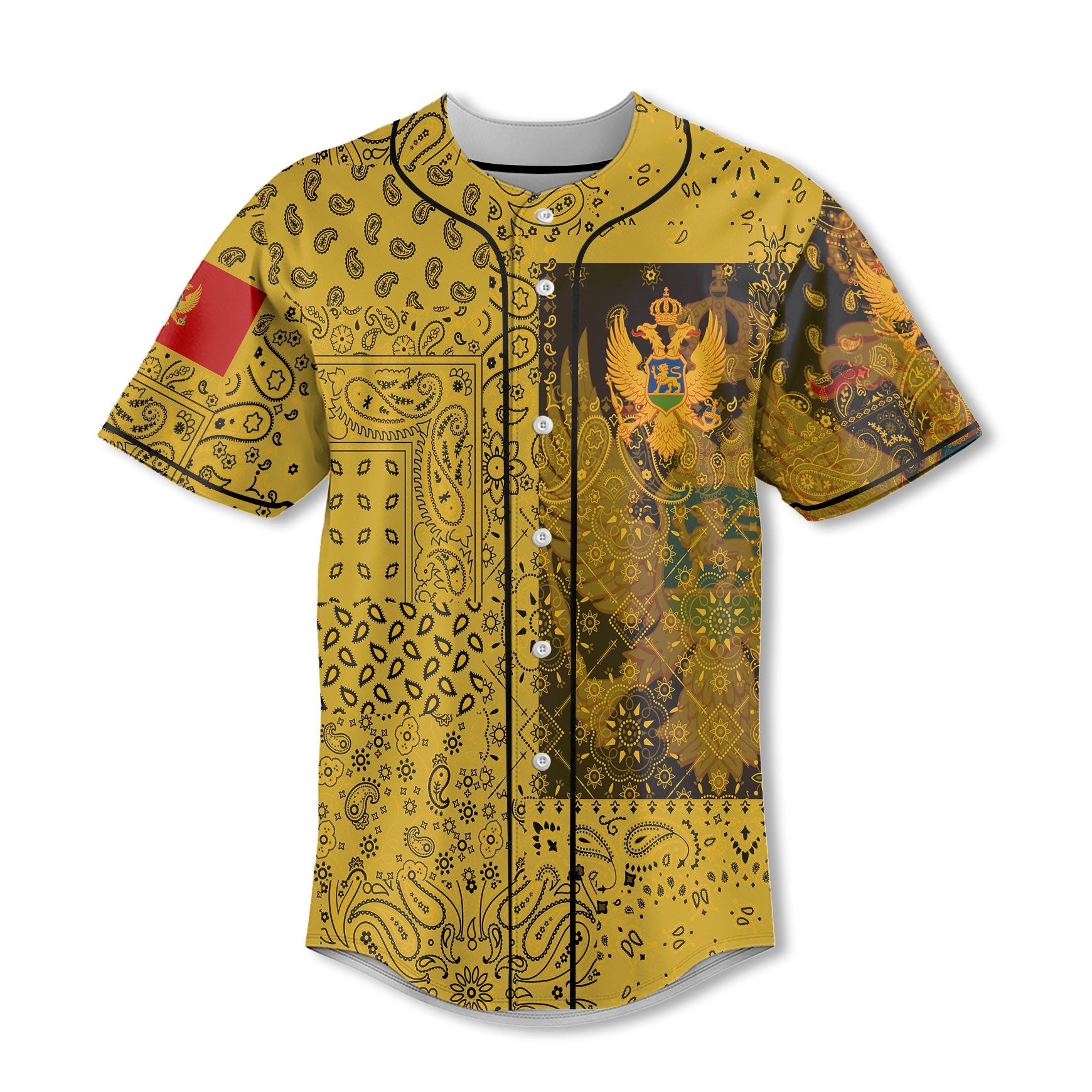 Montenegro Baseball Jersey Paisley Flag And Skull Style 2