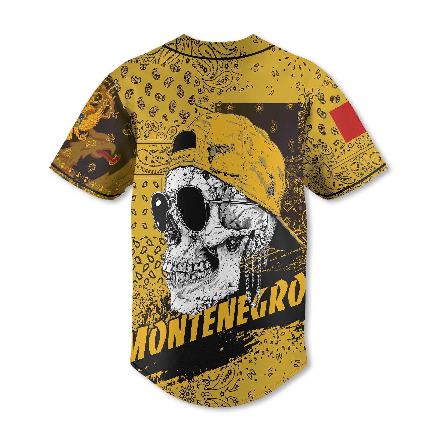 Montenegro Baseball Jersey Paisley Flag And Skull Style 3