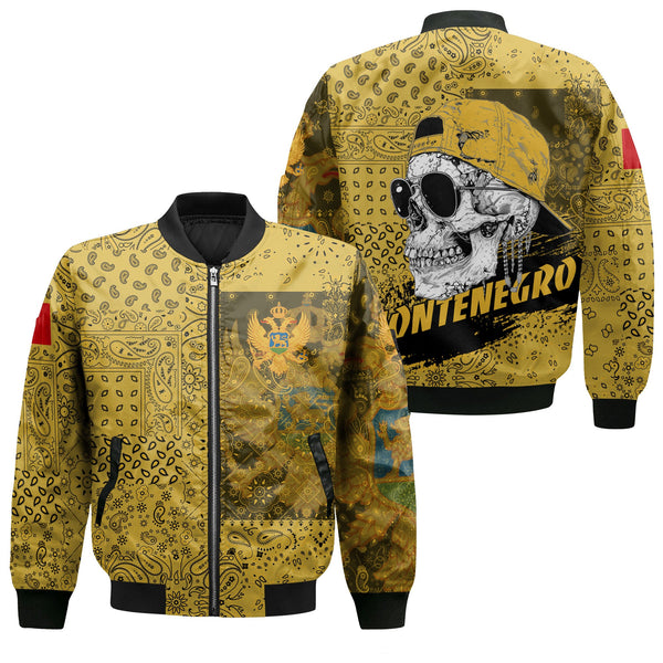 Montenegro Bomber Jacket Paisley Flag And Skull Style 1