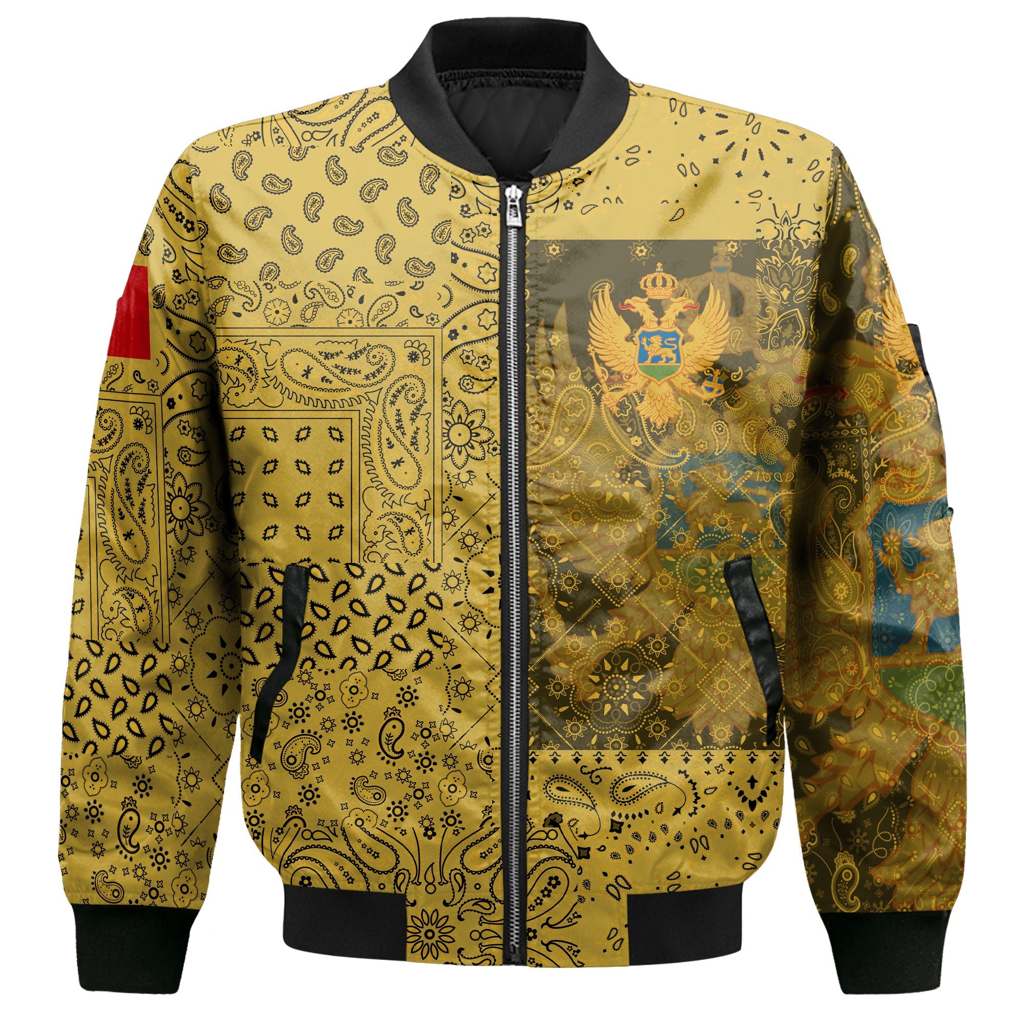 Montenegro Bomber Jacket Paisley Flag And Skull Style 2