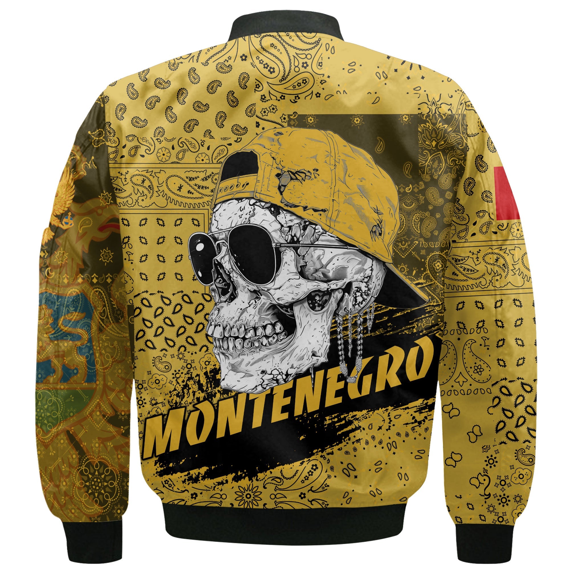 Montenegro Bomber Jacket Paisley Flag And Skull Style 3